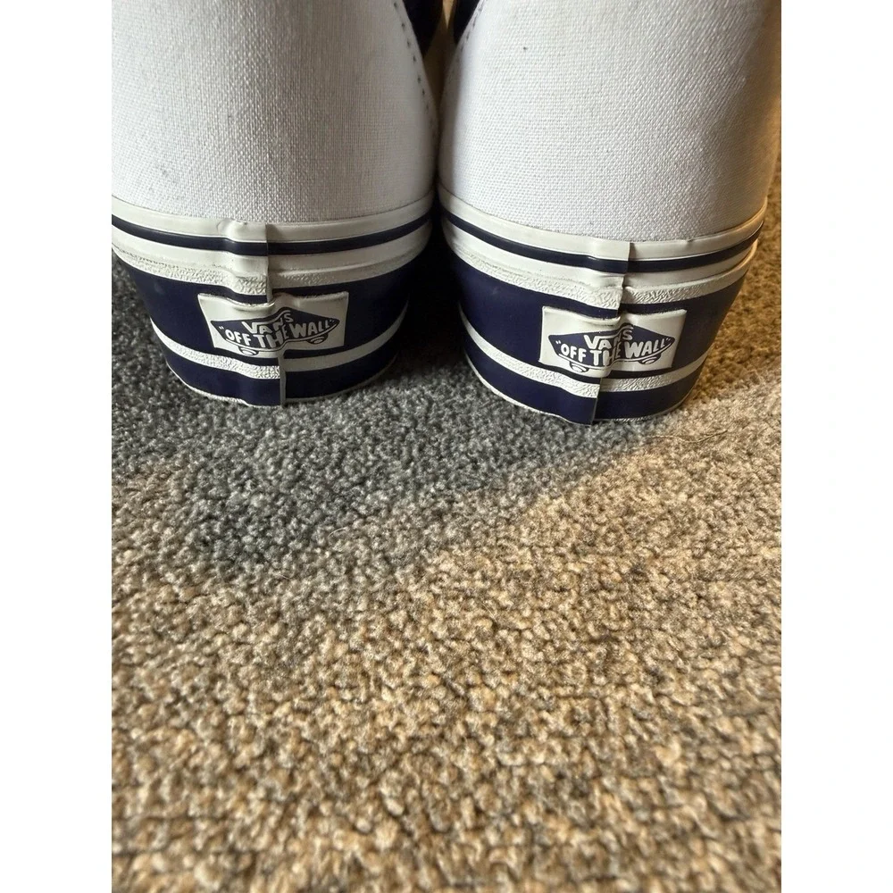 VANS Sk8-Hi Tapered Sport Platform Shoes White Canvas Navy Women's‎ Size 9.5